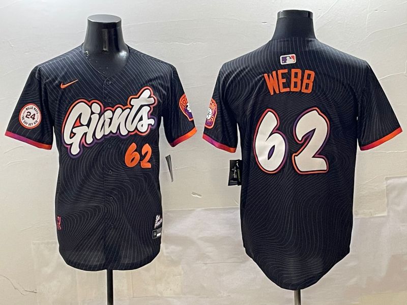 Men San Francisco Giants #62 Webb Black Joint Name Nike 2025 MLB Jersey style 21